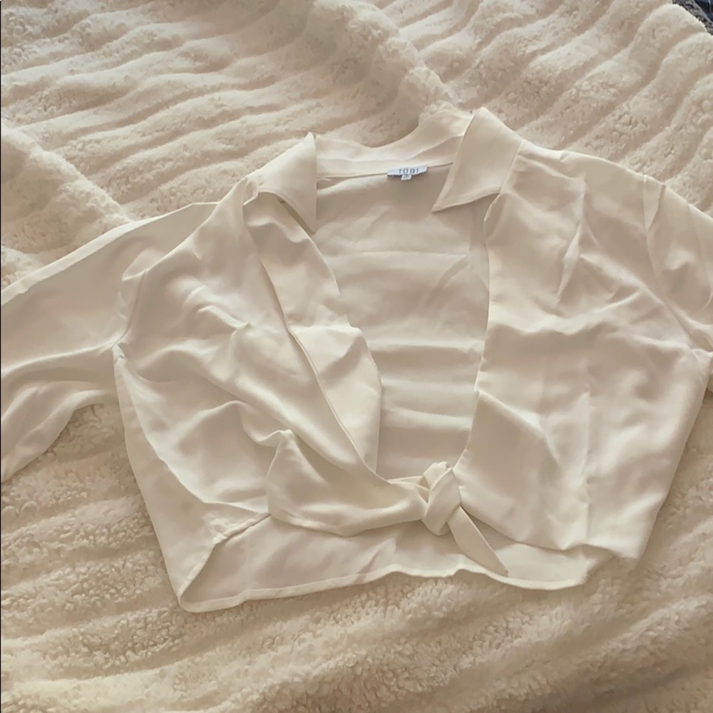 White Front Tie Crop Top